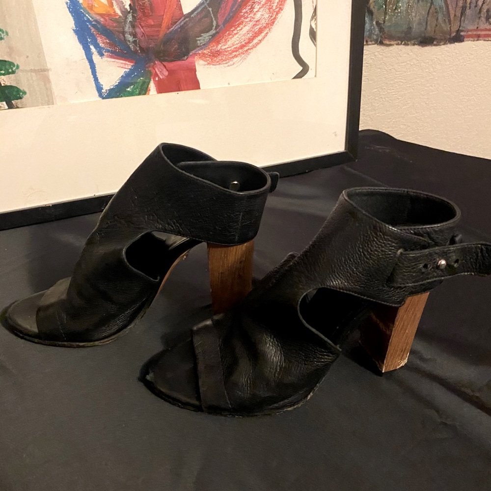 Black Vince heeled ankle strap sandal